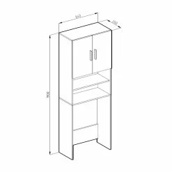 VICCO Waschmaschinenschrank 190 X 64 Cm Weiß - Badregal Regal Hochschrank Für Waschmaschine Trockner -Vicco Geschäft 8600343700 20553 prod 003