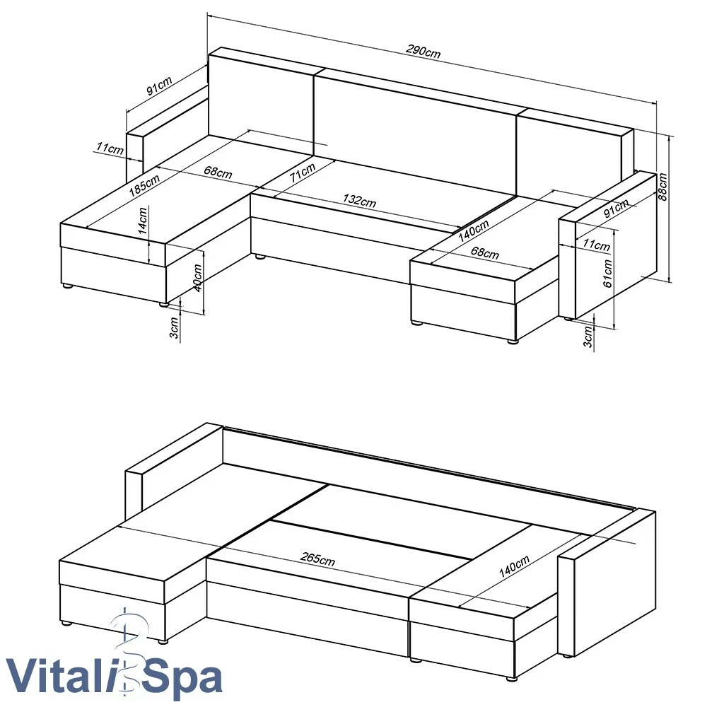 VICCO XXL Ecksofa Mit Schlaffunktion Schwarz - Couch Ecksofa Schlafsofa Taschenfederkern Polstereck 3 VICCO XXL Ecksofa Mit Schlaffunktion Schwarz - Couch Ecksofa Schlafsofa Taschenfederkern Polstereck – Bild 3