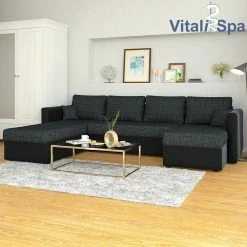 VICCO XXL Ecksofa Mit Schlaffunktion Schwarz - Couch Ecksofa Schlafsofa Taschenfederkern Polstereck 9 VICCO XXL Ecksofa Mit Schlaffunktion Schwarz - Couch Ecksofa Schlafsofa Taschenfederkern Polstereck -Vicco Geschäft 8600343700 24053 prod 004