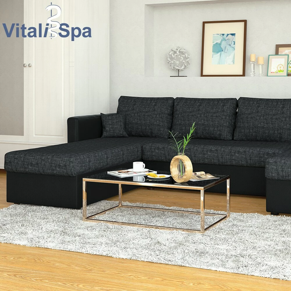 VICCO XXL Ecksofa Mit Schlaffunktion Schwarz - Couch Ecksofa Schlafsofa Taschenfederkern Polstereck 5 VICCO XXL Ecksofa Mit Schlaffunktion Schwarz - Couch Ecksofa Schlafsofa Taschenfederkern Polstereck – Bild 5