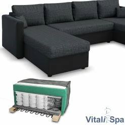 VICCO XXL Ecksofa Mit Schlaffunktion Schwarz - Couch Ecksofa Schlafsofa Taschenfederkern Polstereck 11 VICCO XXL Ecksofa Mit Schlaffunktion Schwarz - Couch Ecksofa Schlafsofa Taschenfederkern Polstereck -Vicco Geschäft 8600343700 24053 prod 006
