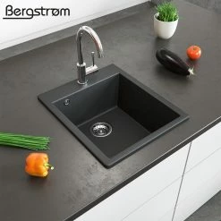 Bergström Granit Spüle Küchenspüle Einbauspüle Spülbecken Küche + Siphon Schwarz -Vicco Geschäft 8600343700 25323 prod 004