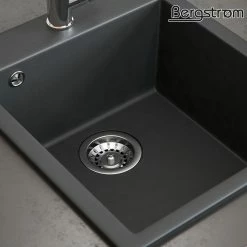 Bergström Granit Spüle Küchenspüle Einbauspüle Spülbecken Küche + Siphon Schwarz -Vicco Geschäft 8600343700 25323 prod 005