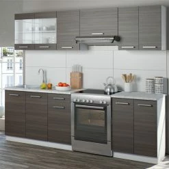 Vicco Küche Raul Küchenzeile Küchenblock Einbauküche 240 Cm Edelgrau