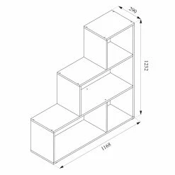 Vicco Treppenregal Asym Raumteiler Bücherregal Regal Wandregal 4 Fächer Weiß -Vicco Geschäft 8600343700 28512 prod 003