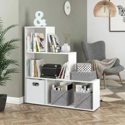 Vicco Treppenregal Asym Raumteiler Bücherregal Regal Wandregal 4 Fächer Weiß -Vicco Geschäft 8600343700 28512 prod 004