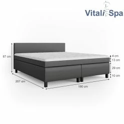 VitaliSpa Boxspringbett 180x200cm Doppelbett Hotelbett Ehebett Federkernmatratze Topper 8 VitaliSpa Boxspringbett 180x200cm Doppelbett Hotelbett Ehebett Federkernmatratze Topper -Vicco Geschäft 8600343700 28820 prod 003