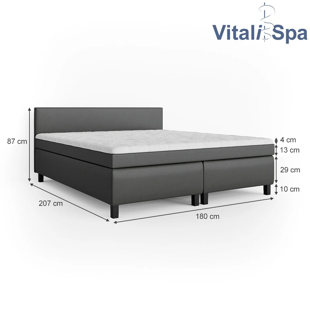 VitaliSpa Boxspringbett 180x200cm Doppelbett Hotelbett Ehebett Federkernmatratze Topper 3 VitaliSpa Boxspringbett 180x200cm Doppelbett Hotelbett Ehebett Federkernmatratze Topper – Bild 3
