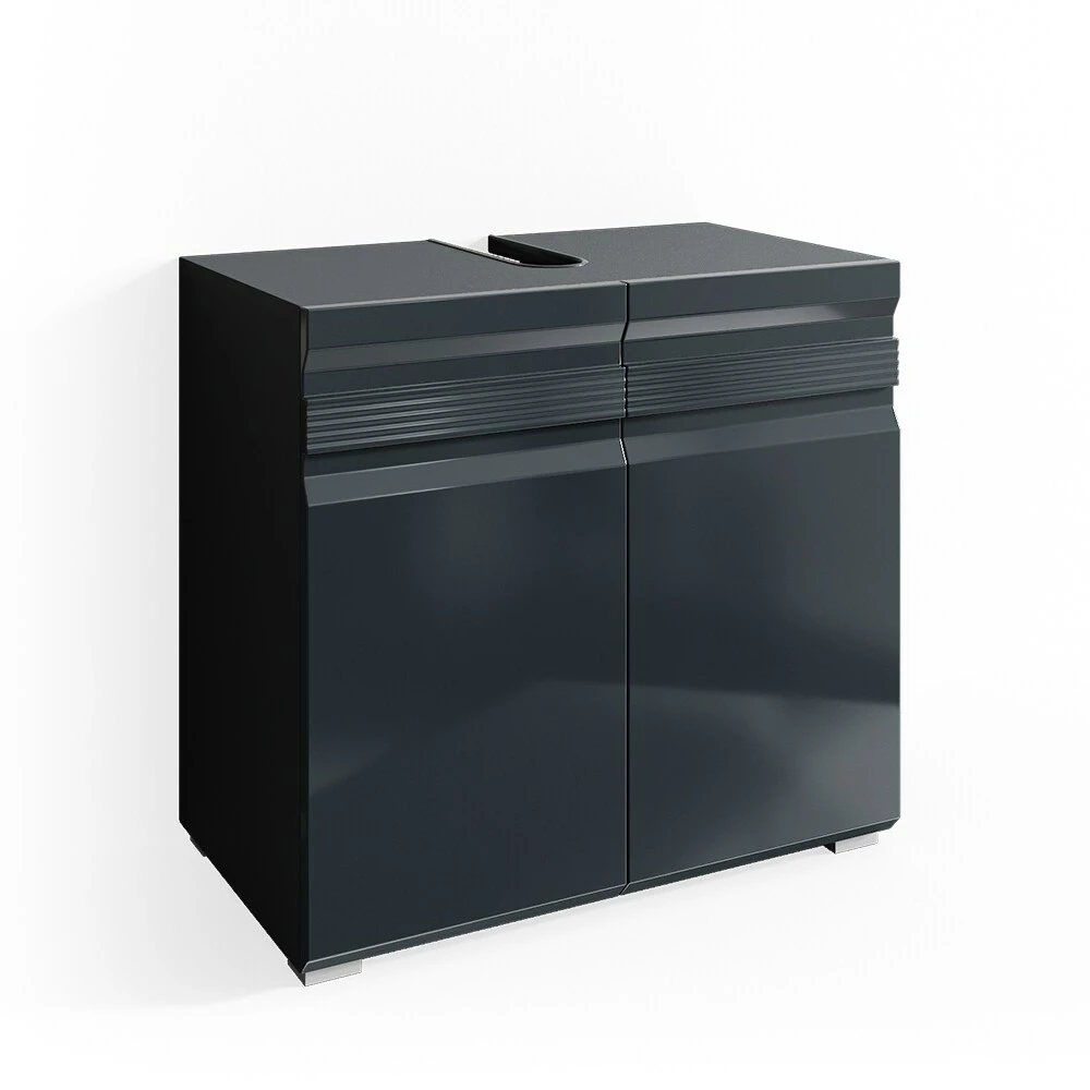 VICCO Waschbeckenunterschrank FREDDY Anthrazit Hochglanz Unterschrank Badschrank 2 VICCO Waschbeckenunterschrank FREDDY Anthrazit Hochglanz Unterschrank Badschrank – Bild 2