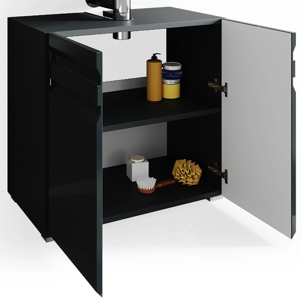 VICCO Waschbeckenunterschrank FREDDY Anthrazit Hochglanz Unterschrank Badschrank 6 VICCO Waschbeckenunterschrank FREDDY Anthrazit Hochglanz Unterschrank Badschrank – Bild 6