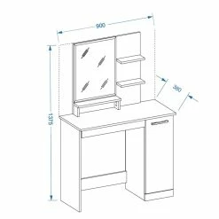 Vicco Schminktisch Julia Frisiertisch Kommode Frisierkommode Spiegel Anthrazit Inklusive LED-Lichterkette -Vicco Geschäft 8600343700 30141 prod 003