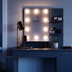 Vicco Schminktisch Julia Frisiertisch Kommode Frisierkommode Spiegel Anthrazit Inklusive LED-Lichterkette -Vicco Geschäft 8600343700 30141 prod 005