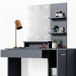 Vicco Schminktisch Julia Frisiertisch Kommode Frisierkommode Spiegel Anthrazit Inklusive LED-Lichterkette -Vicco Geschäft 8600343700 30141 prod 006