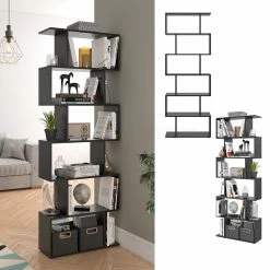 VICCO Raumteiler LEVIO 6 Fächer Schwarz Bücherregal Standregal Aktenregal Hochregal Regal