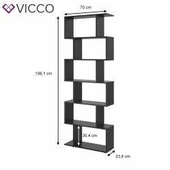 VICCO Raumteiler LEVIO 6 Fächer Schwarz Bücherregal Standregal Aktenregal Hochregal Regal -Vicco Geschäft 8600343700 30162 prod 003