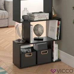 VICCO Raumteiler LEVIO 6 Fächer Schwarz Bücherregal Standregal Aktenregal Hochregal Regal -Vicco Geschäft 8600343700 30162 prod 005