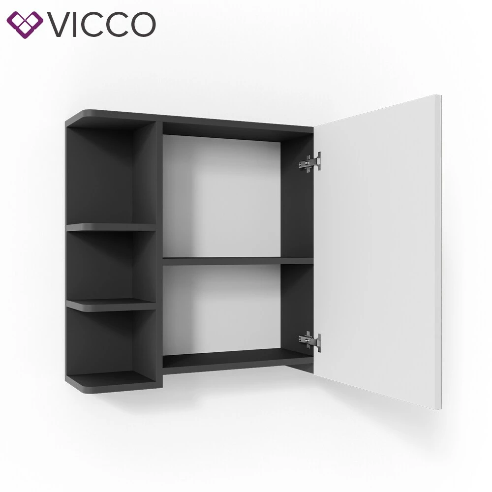 VICCO Spiegelschrank FYNN 80 X 64 Cm Anthrazit - Badezimmerspiegel Spiegel Hängespiegel Badspiegel 2 VICCO Spiegelschrank FYNN 80 X 64 Cm Anthrazit - Badezimmerspiegel Spiegel Hängespiegel Badspiegel – Bild 2