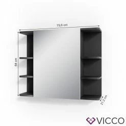 VICCO Spiegelschrank FYNN 80 X 64 Cm Anthrazit - Badezimmerspiegel Spiegel Hängespiegel Badspiegel 8 VICCO Spiegelschrank FYNN 80 X 64 Cm Anthrazit - Badezimmerspiegel Spiegel Hängespiegel Badspiegel -Vicco Geschäft 8600343700 30173 prod 003