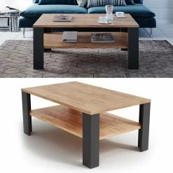 VICCO Couchtisch Anthrazit Sandeiche 100 X 60 Cm - Wohnzimmertisch Beistelltisch Kaffeetisch