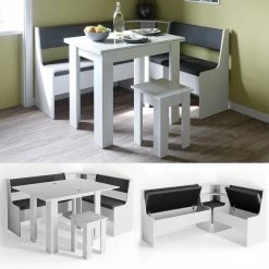 VICCO Eckbankgruppe ROMAN Weiß Esszimmergruppe Sitzgruppe Küchensitzgruppe