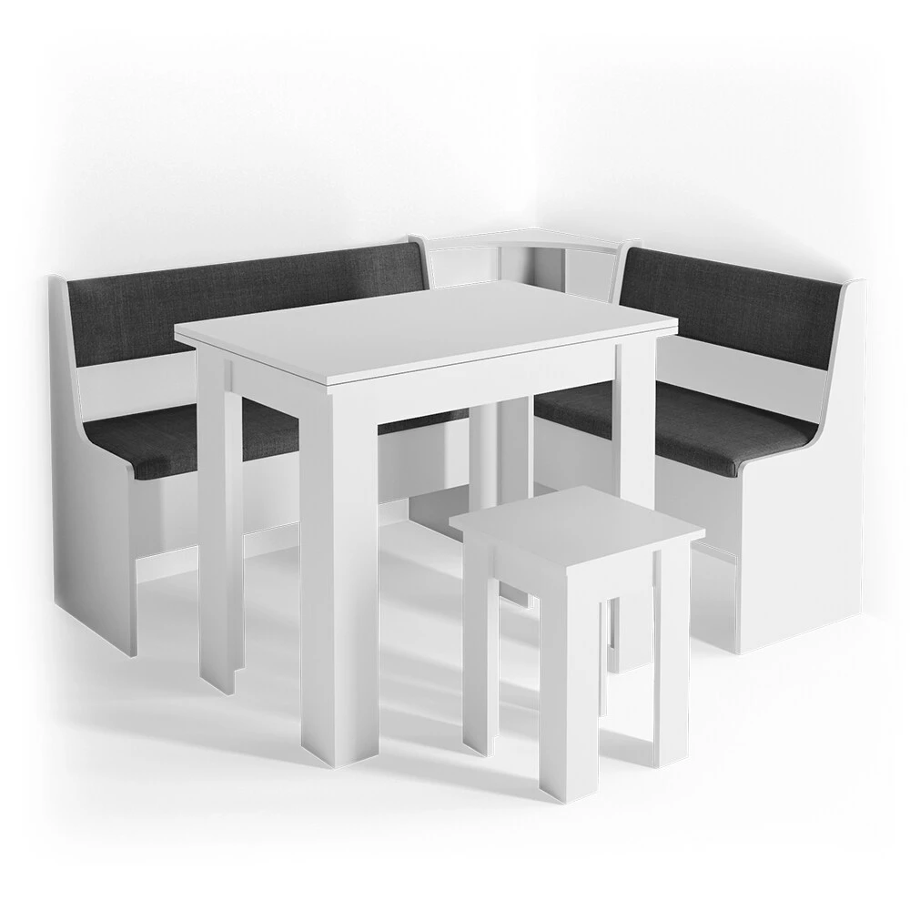 VICCO Eckbankgruppe ROMAN Weiß Esszimmergruppe Sitzgruppe Küchensitzgruppe 2 VICCO Eckbankgruppe ROMAN Weiß Esszimmergruppe Sitzgruppe Küchensitzgruppe – Bild 2