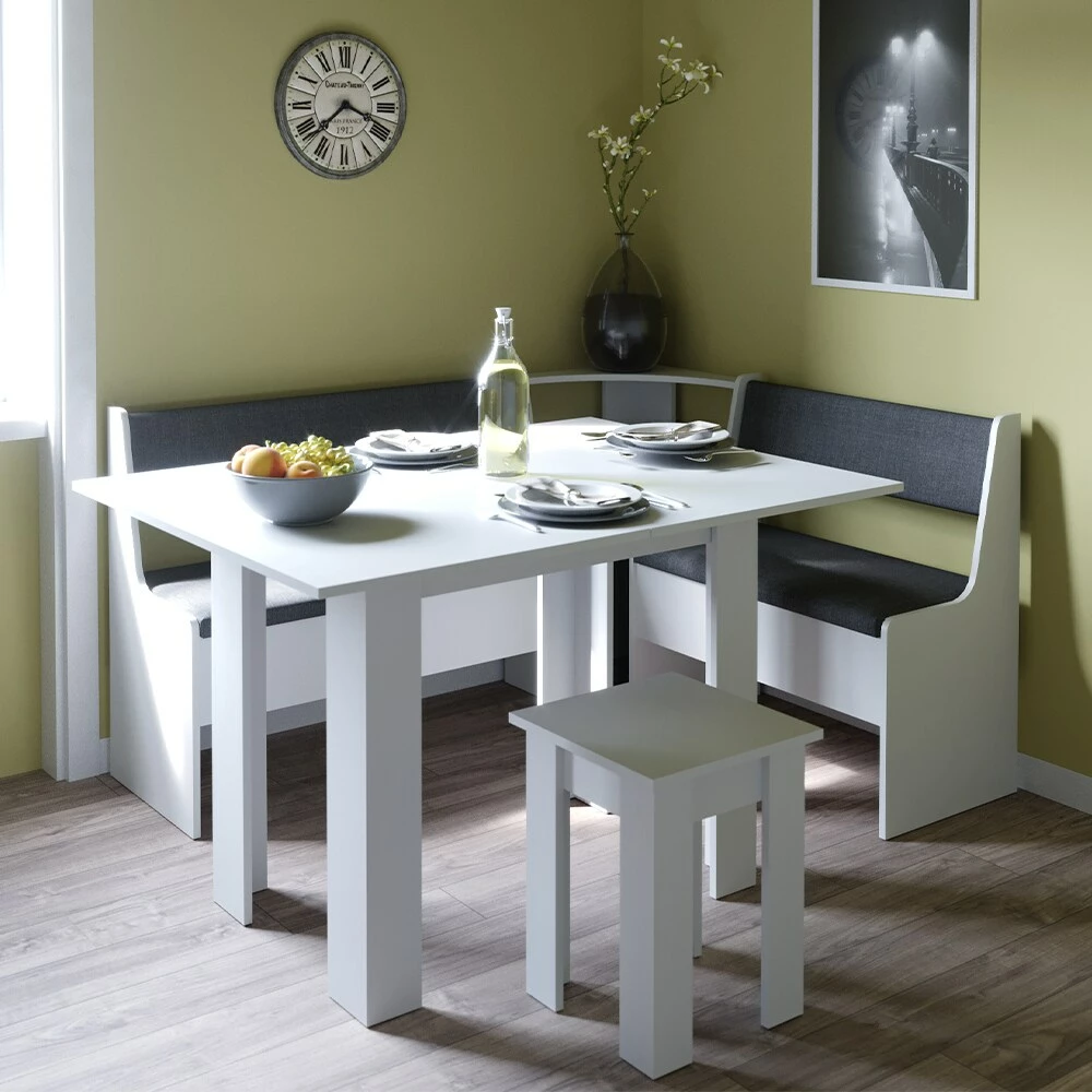 VICCO Eckbankgruppe ROMAN Weiß Esszimmergruppe Sitzgruppe Küchensitzgruppe 4 VICCO Eckbankgruppe ROMAN Weiß Esszimmergruppe Sitzgruppe Küchensitzgruppe – Bild 4