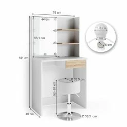 VICCO LED Schminktisch DEKOS Frisiertisch Kommode Kosmetik Weiß Eiche Hocker 8 VICCO LED Schminktisch DEKOS Frisiertisch Kommode Kosmetik Weiß Eiche Hocker -Vicco Geschäft 8600343700 30817 prod 003