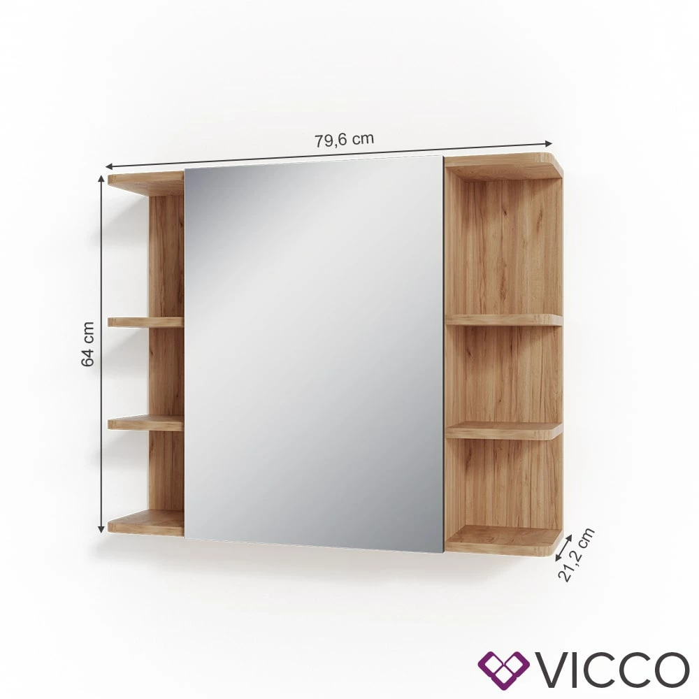 VICCO Spiegelschrank FYNN 80 X 64 Eiche Anthrazit Spiegel Badspiegel Wandspiegel 3 VICCO Spiegelschrank FYNN 80 X 64 Eiche Anthrazit Spiegel Badspiegel Wandspiegel – Bild 3
