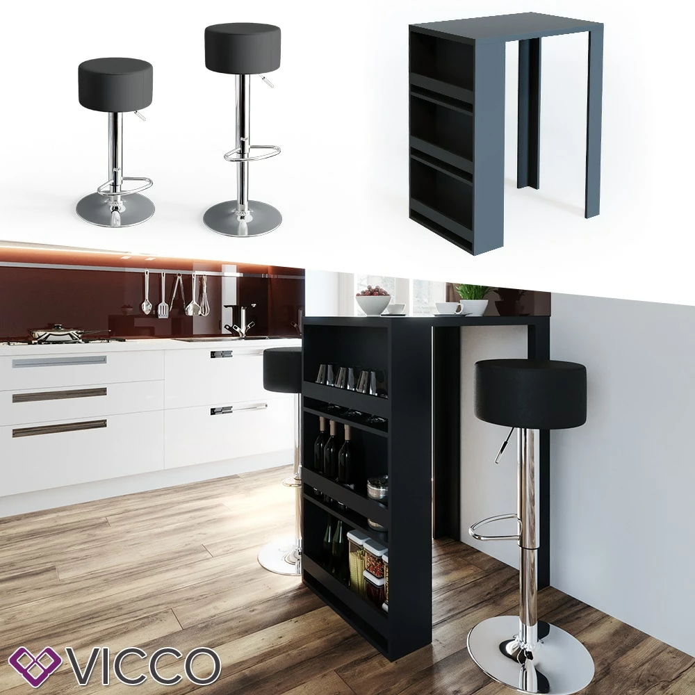 VICCO Bartisch Bar Tresen Drei Farben Bartresen Stehtisch Tisch Tisch Bistrotisch Inkl. Barhocker 1 VICCO Bartisch Bar Tresen Drei Farben Bartresen Stehtisch Tisch Tisch Bistrotisch Inkl. Barhocker