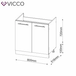 VICCO Spülenunterschrank 80 Cm Weiß Küchenzeile Unterschrank Fame -Vicco Geschäft 8600343700 33505 prod 003