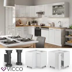 VICCO Eckunterschrank 87 Cm Weiß Küchenzeile Unterschrank Fame