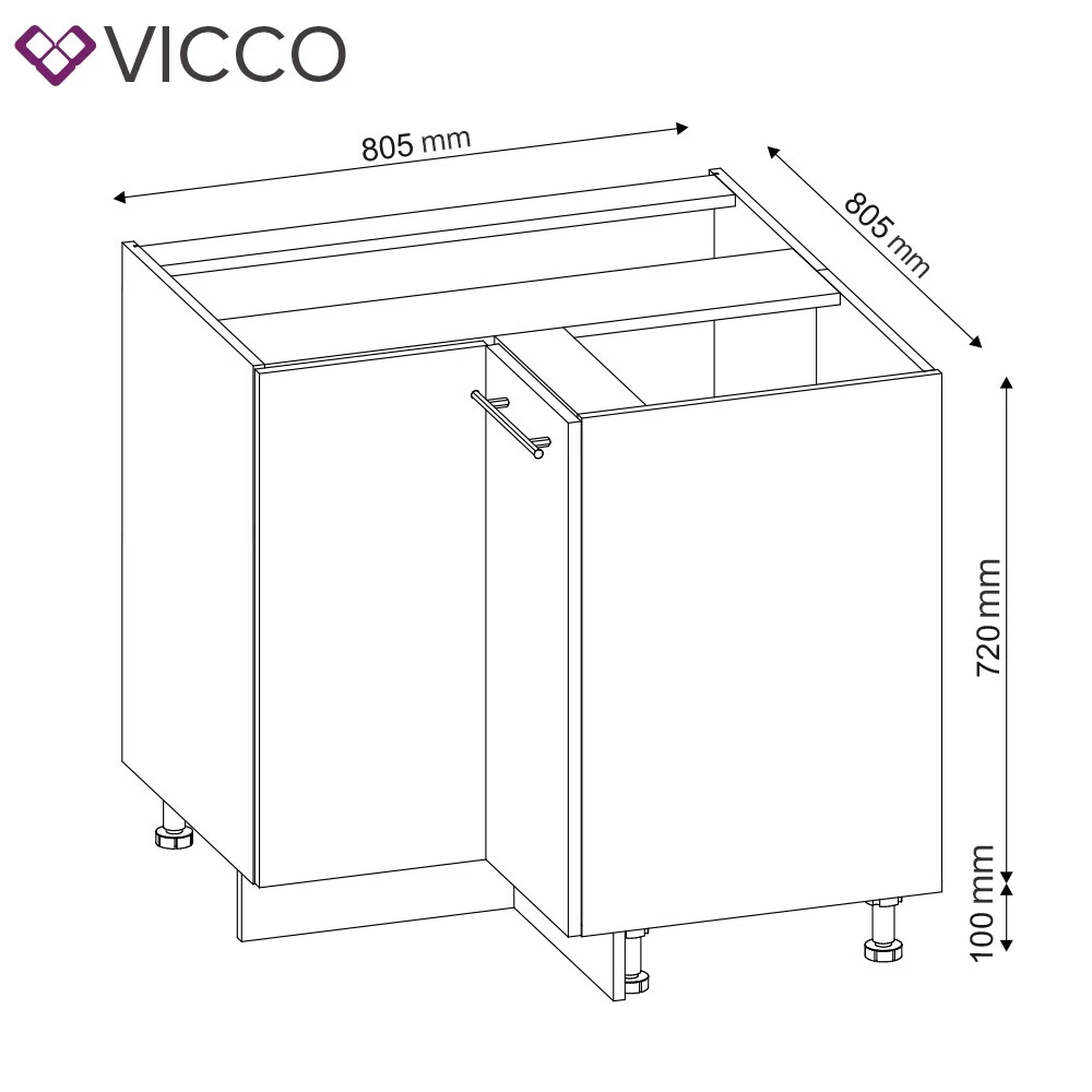 VICCO Eckunterschrank 87 Cm Weiß Küchenzeile Unterschrank Fame 3 VICCO Eckunterschrank 87 Cm Weiß Küchenzeile Unterschrank Fame – Bild 3