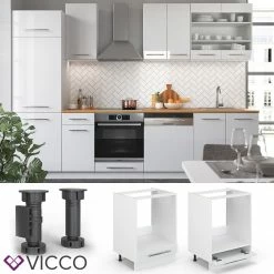 VICCO Herdumbauschrank 60 Cm Weiß Küchenzeile Unterschrank Fame