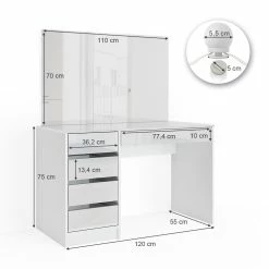 Vicco Schminktisch Sherry Weiß Mit LED-Beleuchtung Spiegel Frisiertisch Kommode 8 Vicco Schminktisch Sherry Weiß Mit LED-Beleuchtung Spiegel Frisiertisch Kommode -Vicco Geschäft 8600343700 33955 prod 003