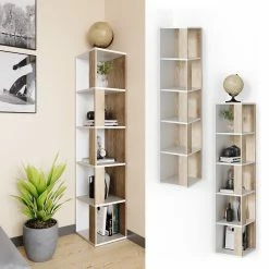 Vicco Eckregal Lio Sonoma-weiß Standregal Bücherregal Wandregal Raumteiler 5 Ebenen