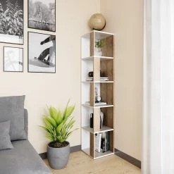 Vicco Eckregal Lio Sonoma-weiß Standregal Bücherregal Wandregal Raumteiler 5 Ebenen -Vicco Geschäft 8600343700 34472 prod 004