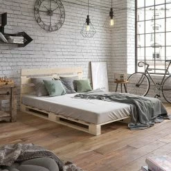 VitaliSpa Palettenbett Holzbett Palettenmöbel 140x200cm Kopfteil + Matratze H3 9 VitaliSpa Palettenbett Holzbett Palettenmöbel 140x200cm Kopfteil + Matratze H3 -Vicco Geschäft 8600343700 34579 prod 004