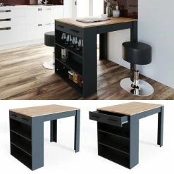 VICCO Bartisch REPOSE Tresen Tisch Regal Bistrotisch Schublade Eiche Anthrazit