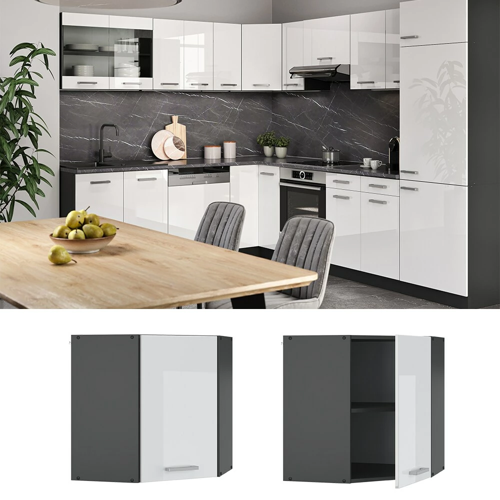 VICCO Küchenschrank Hängeschrank Eckhängeschrank 57 Cm R-Line Anthrazit 1 VICCO Küchenschrank Hängeschrank Eckhängeschrank 57 Cm R-Line Anthrazit