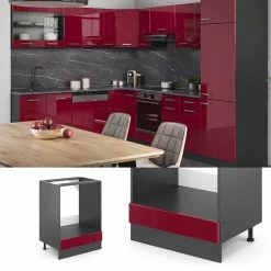 VICCO Küchenschrank Unterschrank Herdumbauschrank 60 Cm R-Line Anthrazit