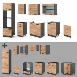 VICCO KÜCHE R-LINE 300 CM KÜCHENZEILE KÜCHENBLOCK EINBAUKÜCHE ANTHRAZIT EICHE 11 VICCO KÜCHE R-LINE 300 CM KÜCHENZEILE KÜCHENBLOCK EINBAUKÜCHE ANTHRAZIT EICHE -Vicco Geschäft 8600343700 34937 prod 006