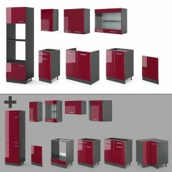 VICCO KÜCHE R-LINE 300 CM KÜCHENZEILE KÜCHENBLOCK EINBAUKÜCHE ANTHRAZIT BORDEAUX HOCHGLANZ 11 VICCO KÜCHE R-LINE 300 CM KÜCHENZEILE KÜCHENBLOCK EINBAUKÜCHE ANTHRAZIT BORDEAUX HOCHGLANZ -Vicco Geschäft 8600343700 34946 prod 006