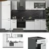 VICCO KÜCHE R-LINE 300 CM KÜCHENZEILE KÜCHENBLOCK EINBAUKÜCHE ANTHRAZIT WEISS HOCHGLANZ