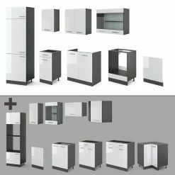 VICCO KÜCHE R-LINE 300 CM KÜCHENZEILE KÜCHENBLOCK EINBAUKÜCHE ANTHRAZIT WEISS HOCHGLANZ 11 VICCO KÜCHE R-LINE 300 CM KÜCHENZEILE KÜCHENBLOCK EINBAUKÜCHE ANTHRAZIT WEISS HOCHGLANZ -Vicco Geschäft 8600343700 34951 prod 006