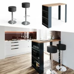 _empty_ VICCO Bartisch Bartresen Stehtisch Tisch Mit Hocker Tresentisch Bistrotisch Eiche Anthrazit