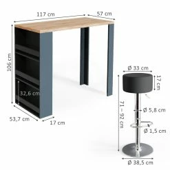 _empty_ VICCO Bartisch Bartresen Stehtisch Tisch Mit Hocker Tresentisch Bistrotisch Eiche Anthrazit -Vicco Geschäft 8600343700 34954 prod 003