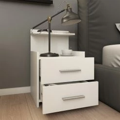 Vicco Nachttisch Beistelltisch Nachtschrank Alpin Weiß Nachtkommode 2 Schubladen -Vicco Geschäft 8600343700 36078 prod 005