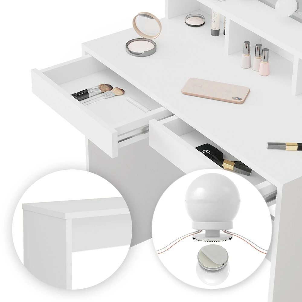 Vicco Schminktisch Frisiertisch Schminkkommode Ania Mit LED Beleuchtung Sitzbank 6 Vicco Schminktisch Frisiertisch Schminkkommode Ania Mit LED Beleuchtung Sitzbank – Bild 6