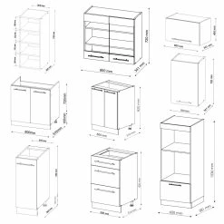 Vicco Küchenzeile Küchenblock Einbauküche 280cm Fame-Line Anthrazit Hochglanz -Vicco Geschäft 8600343700 36418 prod 003