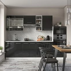 Vicco Küchenzeile Küchenblock Einbauküche 280cm Fame-Line Anthrazit Hochglanz -Vicco Geschäft 8600343700 36418 prod 004